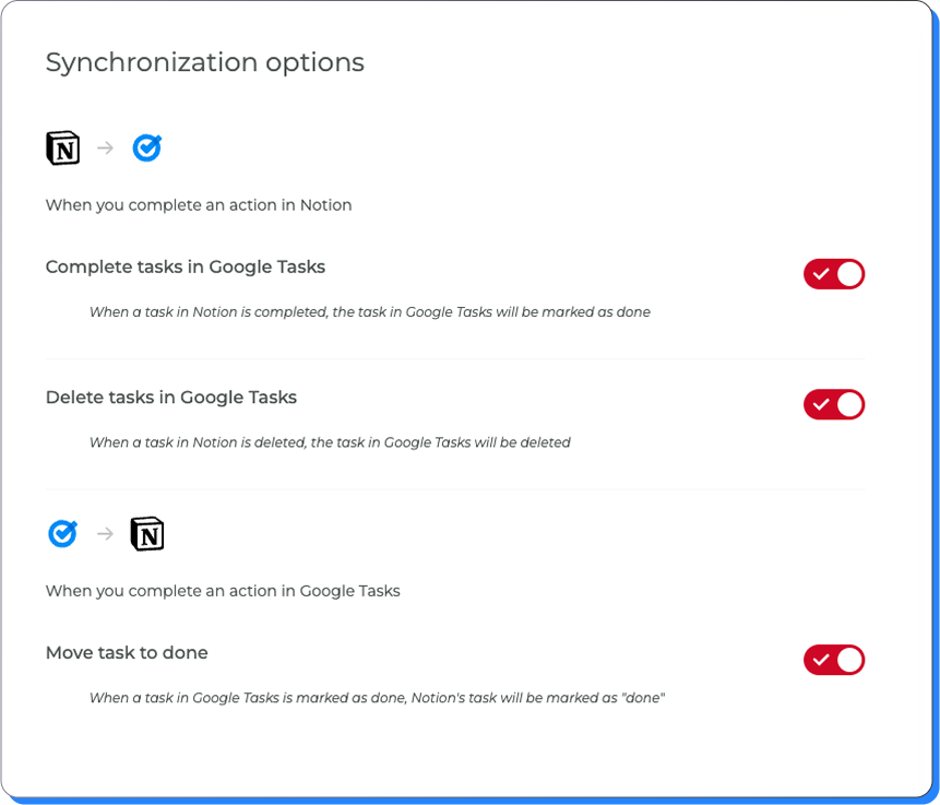 Customize your task sync settings