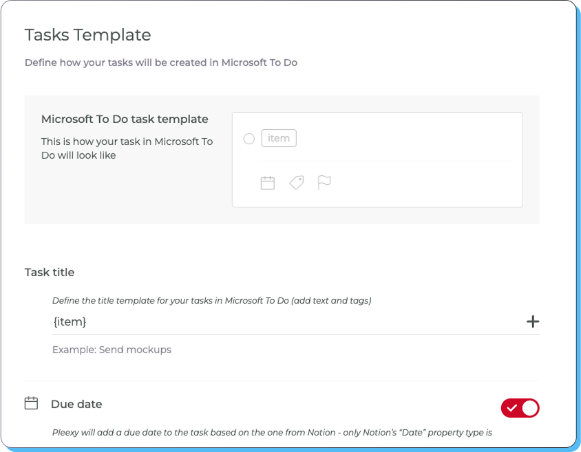 Customize how Pleexy creates your tasks in Microsoft To Do