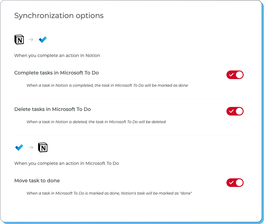 Customize your task sync settings