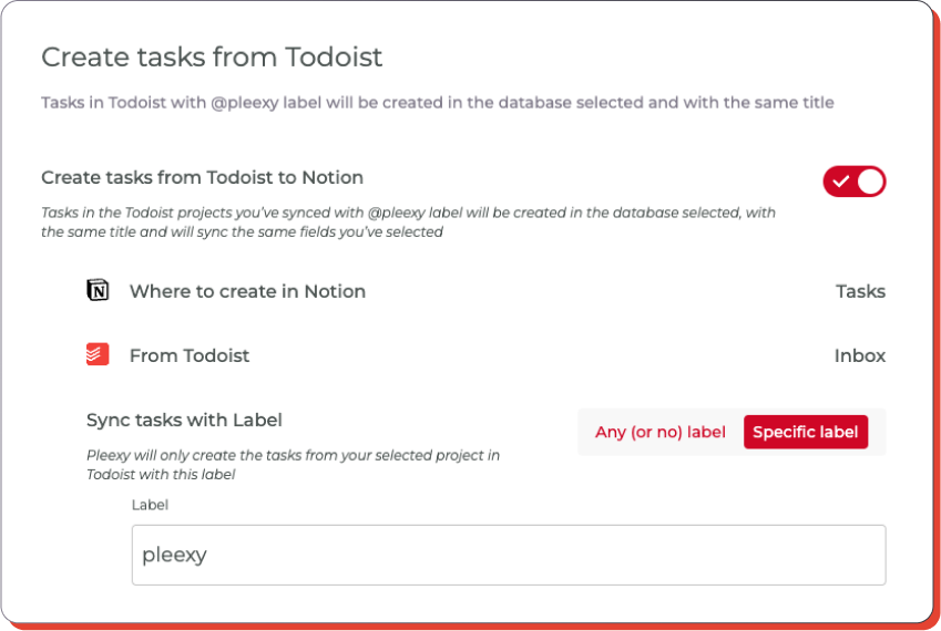 Setup your 2-way task creation